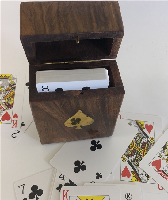 Vintage Wooden Playing Card Box 